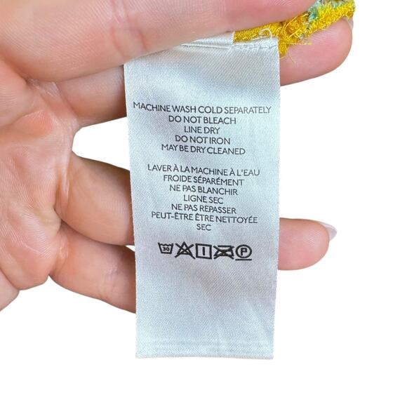 Anthropologie Marigold Yellow Bright Floral Ruffle V-neck Sheer Tunic Blouse - Picture 15 of 15